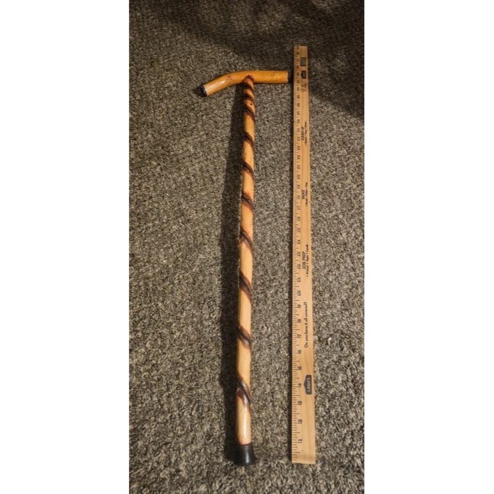 Handmade Spiral Carved Wooden Walking Cane